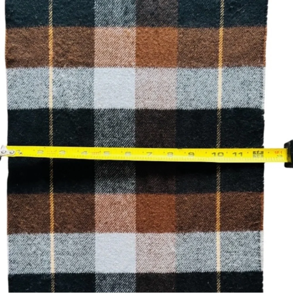Cashmere Blend Scarf, Unisex Plaid in Black, Brown, and Gray, Italian Design, OS